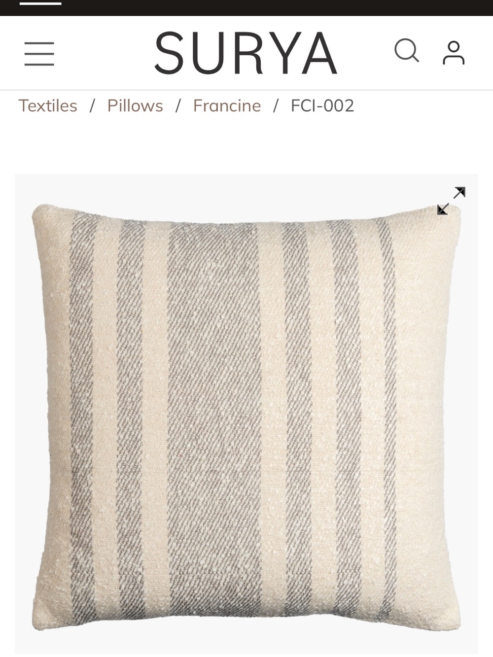 Francine Cream and Gray Striped Throw Pillow covers set of 2
